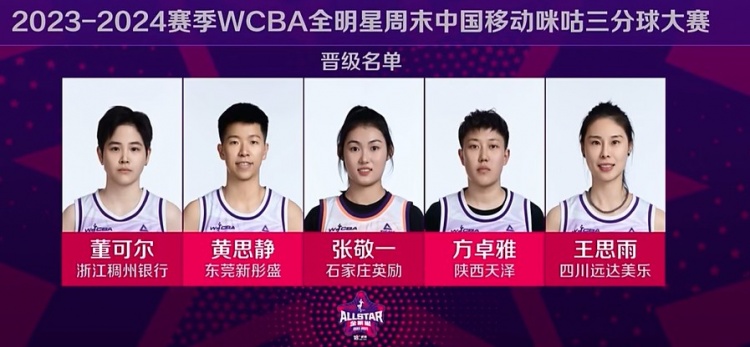 WCBA三分大赛：董可尔&黄思静&张敬一&方卓雅&王思雨进入决赛